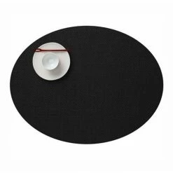 Neu ✨ Chilewich Mini Basketweave Oval Platzset 4er-Set - 4 Stück à 36x49 Cm - Black 🔔