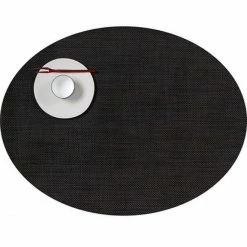 Brandneu 🔥 Chilewich Mini Basketweave Oval Platzset 4er-Set - 4 Stück à 36x49 Cm - Espresso 🎉