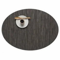 Brandneu 🧨 Chilewich Bamboo Oval Platzset 4er-Set - 4 Stück à 36x49 Cm - Grey Flannel ❤️